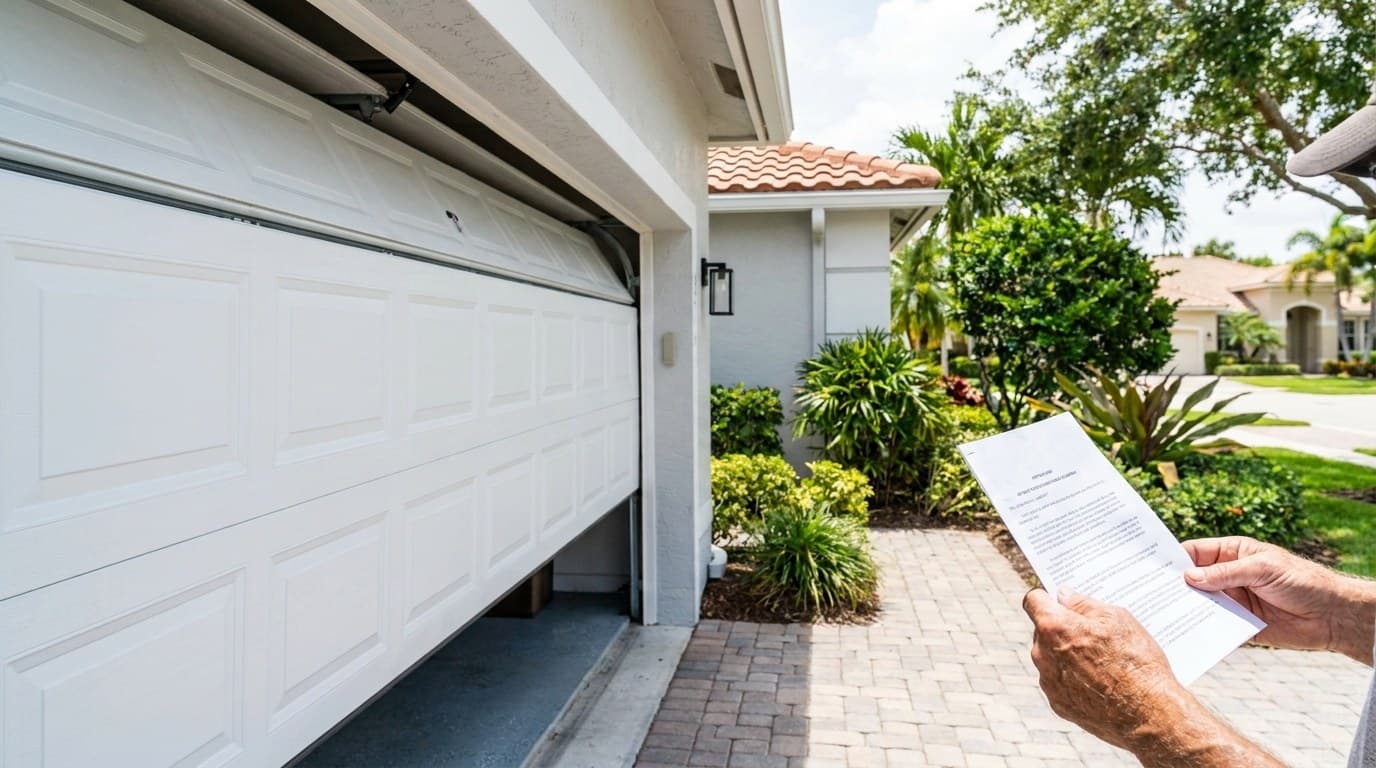 South Florida, Florida — calle residencial con puertas de garaje seccionales