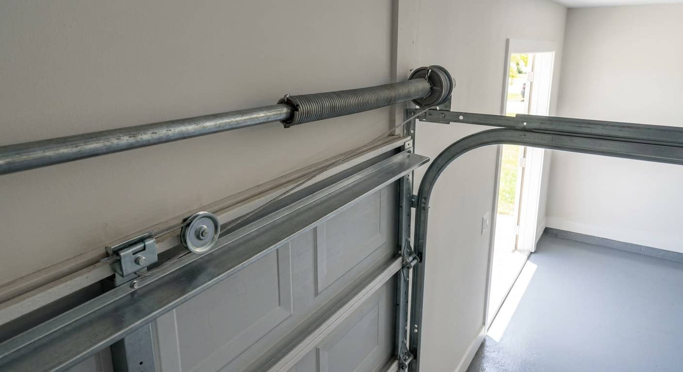 Polea de resorte de extensión con el cable en su ranura