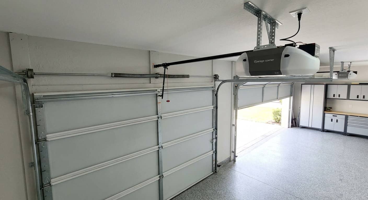 Motor moderno con batería de respaldo sobre soportes de techo limpios