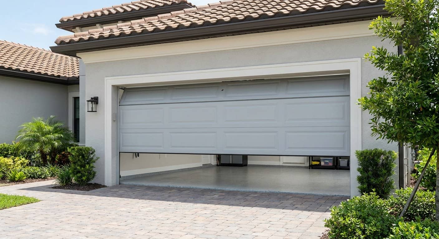 Garage door panel bowing outward under negative wind pressure